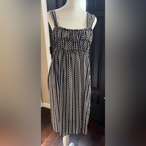 Max Studio Sleeveless Dress. Geometric Blue and Brown Pattern.  Size Medium